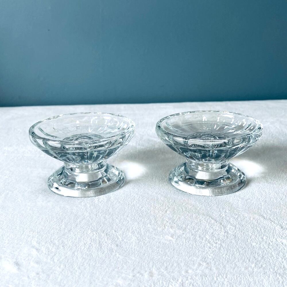 Set 2 Home Interiors Glass Candle Holders Pillars Base Decor Candles